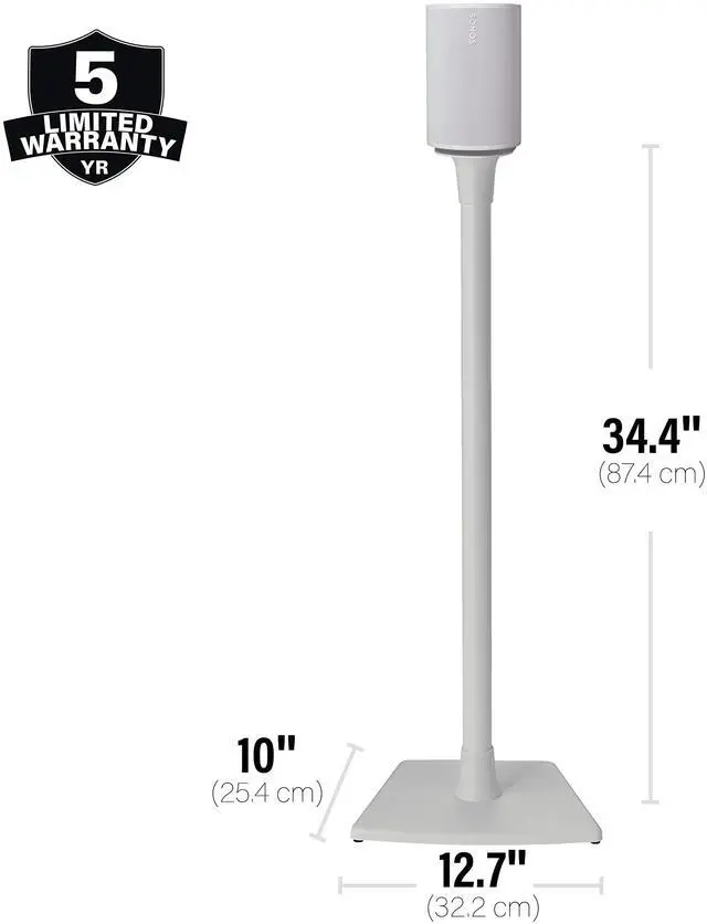 Alt view image 2 of 5 - Sanus Speaker Stand for Sonos Era 100 - Fixed Speaker Stand w/Easy 3 Step Install -Includes All Hardware, Carpet Spikes & Rubber Feet - White