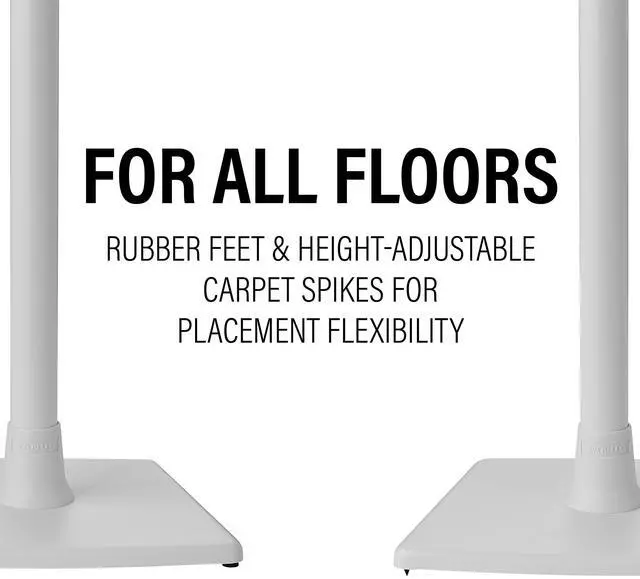 Alt view image 5 of 5 - Sanus Speaker Stand for Sonos Era 100 - Fixed Speaker Stand w/Easy 3 Step Install -Includes All Hardware, Carpet Spikes & Rubber Feet - White