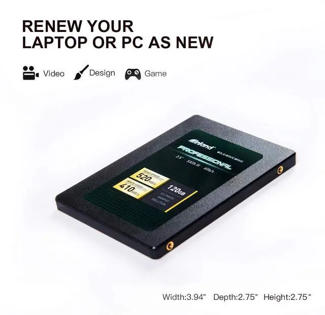Alt view image 5 of 5 - Inland Professional 3 Pack 120GB SSD 3D TLC NAND SATA III 6GB/s 2.5" Internal Solid State Drive (3x120GB)