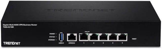 Alt view image 5 of 5 - TRENDnet Gigabit Multi-WAN VPN Business Router, TWG-431BR, 5 x Gigabit Ports, 1 x Console Port, QoS, Inter-VLAN Routing, Dynamic Routing, Load-Balancing, High Availability, Online Firmware Updates