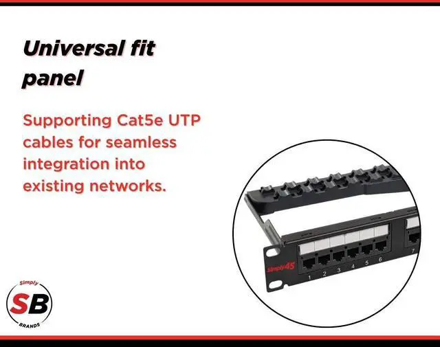 Alt view image 4 of 5 - Simply45 24-Port Loaded UTP Cat6 Patch Panel - 1RU, 110 Style, Includes Cable Management Bracket, Cable Ties and Rack Screws - S45-2624