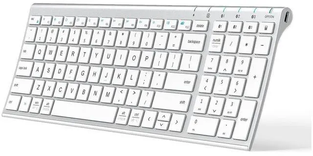 Main image of iClever BK10 Bluetooth Keyboard, Universal Bluetooth 5.1 Wireless Keyboard with Number Pad, Ergonomic Design, Multi-Device Compatibility, Stable Connection for Mac, iPad, iPhone, Android, Windows