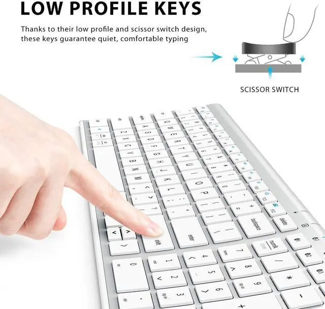 Alt view image 3 of 5 - iClever BK10 Bluetooth Keyboard, Universal Bluetooth 5.1 Wireless Keyboard with Number Pad, Ergonomic Design, Multi-Device Compatibility, Stable Connection for Mac, iPad, iPhone, Android, Windows