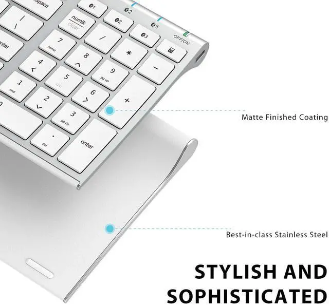Alt view image 4 of 5 - iClever BK10 Bluetooth Keyboard, Universal Bluetooth 5.1 Wireless Keyboard with Number Pad, Ergonomic Design, Multi-Device Compatibility, Stable Connection for Mac, iPad, iPhone, Android, Windows