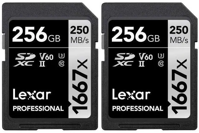 Main image of Lexar Professional SDHC/SDXC 1667x UHS-II 256gb Memory Card 2 Pack (LSD256CBNA1667)