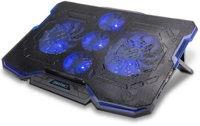 Main image of ENHANCE Cryogen Gaming Laptop Cooling Pad - Fits up to 17 inch Computer - Adjustable Laptop Cooling Stand with 5 Ultra Quiet Cooler Fans, 2 USB Ports and LED Lighting - Slim Portable Design 2500 RPM