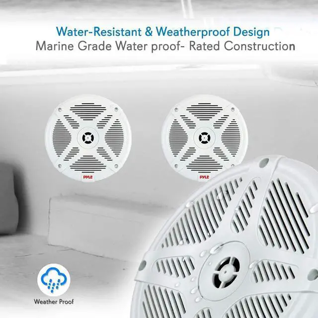 Alt view image 3 of 5 - Pyle 6.5 Inch Marine Speakers - Coaxial 2-Way Waterproof Component Speaker Pair | Audio Stereo Sound System with Wireless RF Streaming Support | 6.5" in, 600 Watt PLMRF65SW