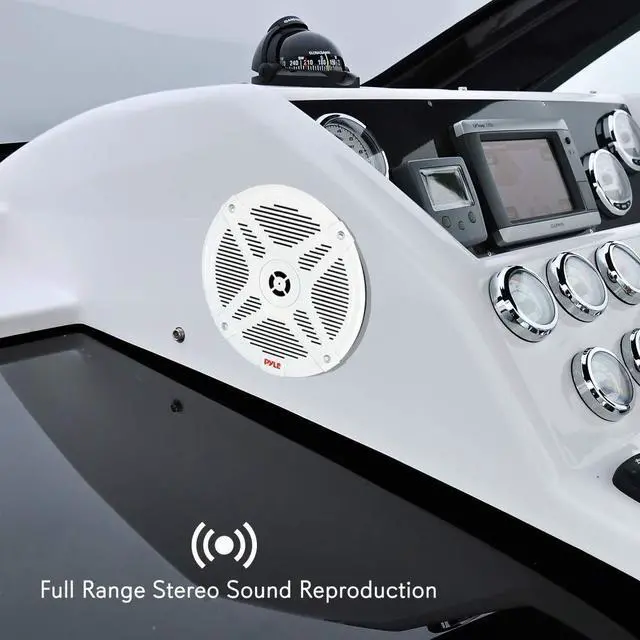 Alt view image 4 of 5 - Pyle 6.5 Inch Marine Speakers - Coaxial 2-Way Waterproof Component Speaker Pair | Audio Stereo Sound System with Wireless RF Streaming Support | 6.5" in, 600 Watt PLMRF65SW