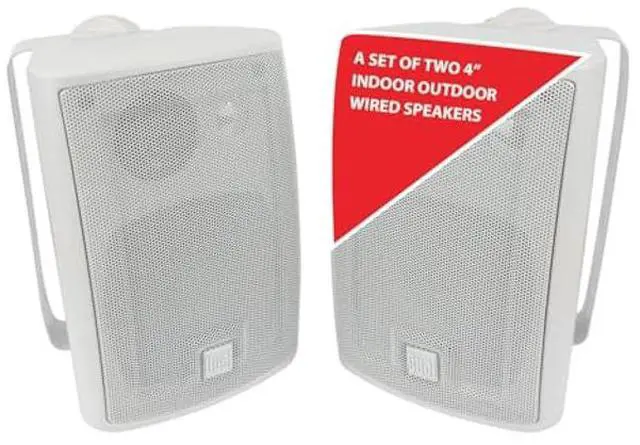 Main image of Dual Electronics LU43PW 4" 3-Way High Performance Outdoor Indoor Wired Speakers | Effortless Set Up | Home, Pool, Patio, Garage Use | Weather Resistant | Expansive Stereo Sound Coverage | White