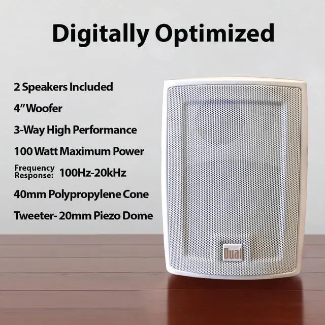 Alt view image 3 of 5 - Dual Electronics LU43PW 4" 3-Way High Performance Outdoor Indoor Wired Speakers | Effortless Set Up | Home, Pool, Patio, Garage Use | Weather Resistant | Expansive Stereo Sound Coverage | White
