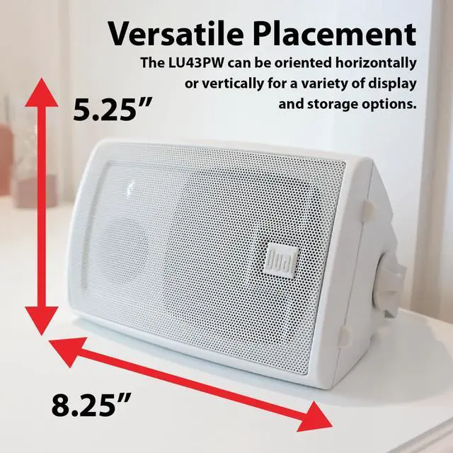 Alt view image 4 of 5 - Dual Electronics LU43PW 4" 3-Way High Performance Outdoor Indoor Wired Speakers | Effortless Set Up | Home, Pool, Patio, Garage Use | Weather Resistant | Expansive Stereo Sound Coverage | White
