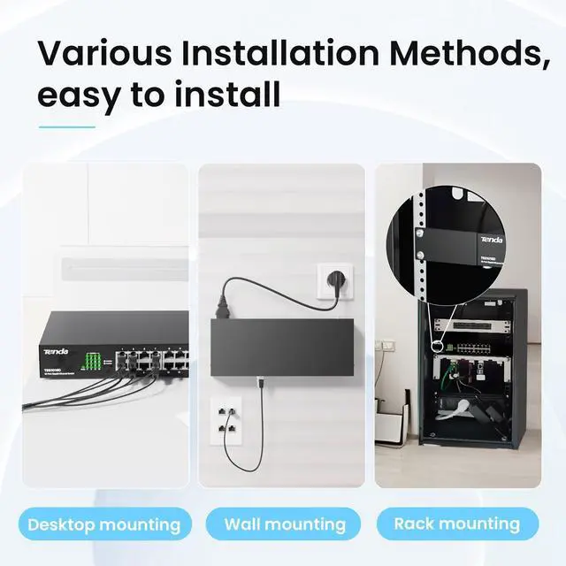 Alt view image 5 of 5 - Tenda TEG1016D, 16-Port Gigabit Switch, Unmanaged Desktop Network Hub, Office Ethernet Switch, Sturdy Metal, Fanless, Traffic Optimization, Limited Lifetime Protection