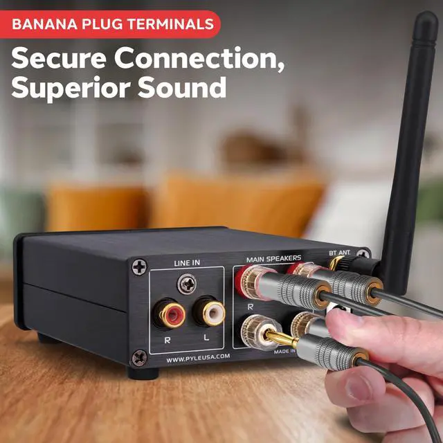 Alt view image 5 of 5 - Pyle 2x100W Bluetooth HiFi Mini Audio Amplifier - Class D Stereo Receiver - Aluminum Diecast - for Desktop/PC - Wireless Streaming - Headphone Jack - PDA20BT