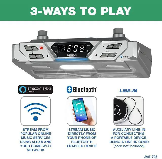 Alt view image 5 of 5 - Jensen® Under Cabinet Bluetooth Music System with Alexa Far-Field and Tap to Talk