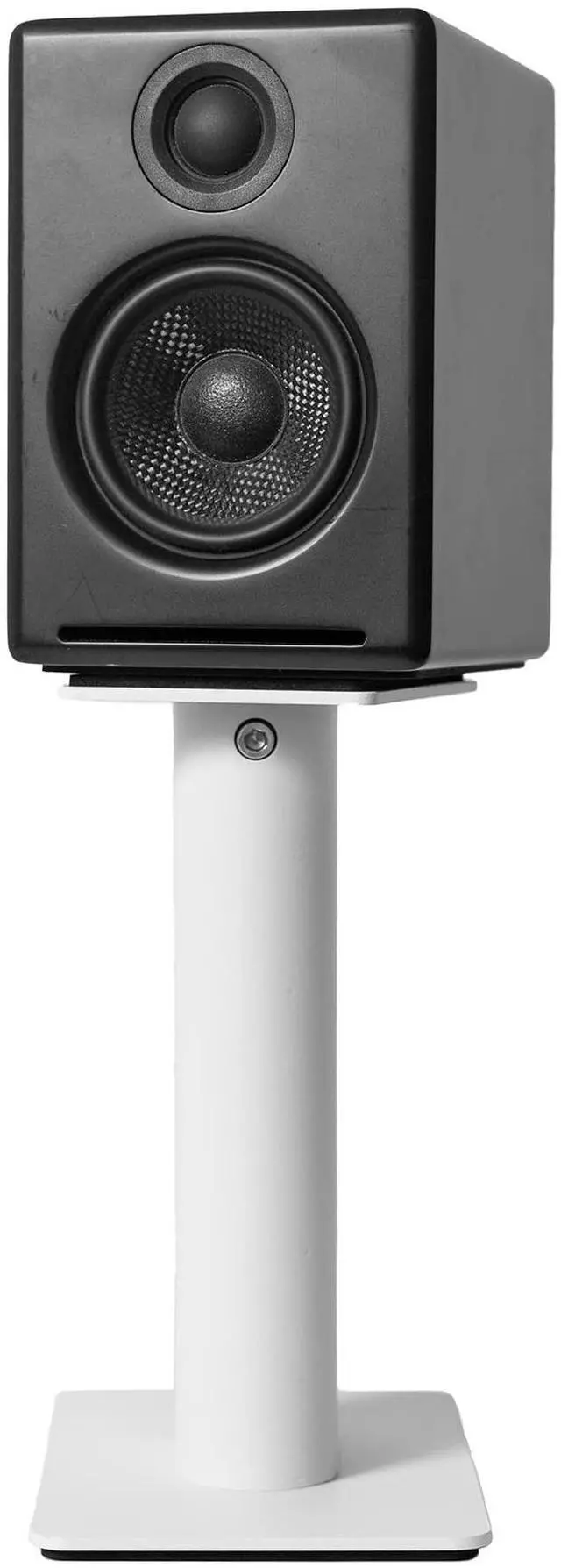 Alt view image 4 of 5 - Kanto SP9W Desktop Speaker Stands for Small/Medium Bookshelf Speakers & Compact/Mid-Size 2-4 Studio Monitors 8.3" Tall Pair White