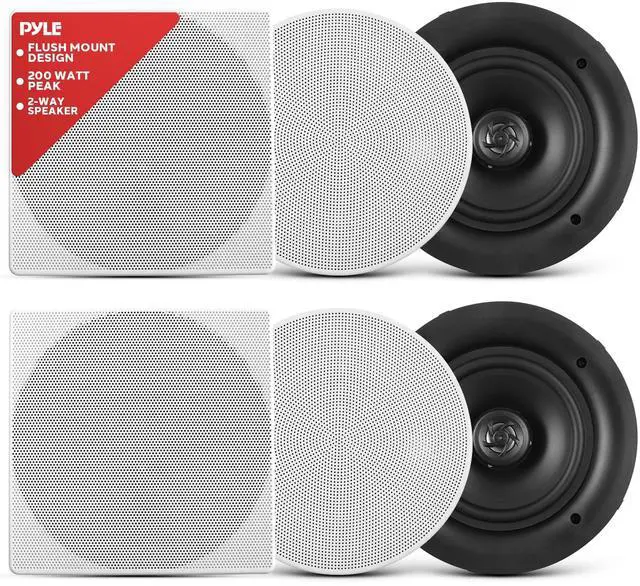 Main image of Pyle 6.5" 2-Way Ceiling Speaker  In-Wall/In-Ceiling Woofer System with Polymer Tweeter, Flush Mount Design, 200W Peak Power, 60Hz-20kHz Frequency Response  Pair  PDIC66