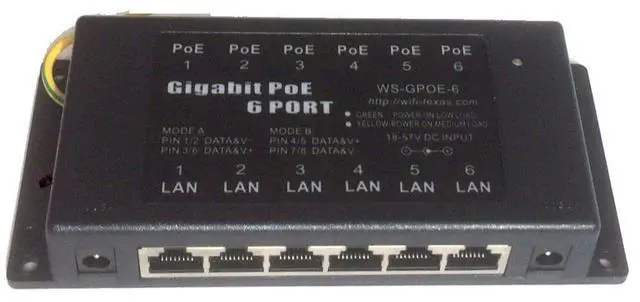 Main image of PoE Texas GPOE-6AB | 6-Port Gigabit Poe Injector for 802.3af or 24 Volt Passive Devices | Power Supplies Available Seperately