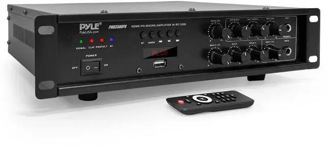 Main image of Pyle Bluetooth Home PA Mixing Amplifier - 500W Home Audio Rack Mount Stereo Power Amplifier Receiver w/FM Radio, Digital LED Display, USB/AUX/Mic, Optical/Coaxial, AC-3, 70V/100V Output - PMX3500PH