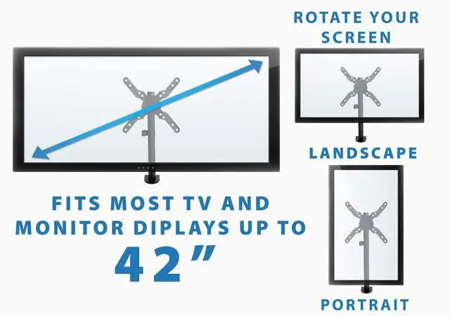Alt view image 3 of 5 - Mount-It! UltraWide Monitor Mount and TV Desk Mount | Heavy-Duty Height and Tilt Adjustable Monitor Stand for Screens up to 42" | VESA 75x75mm  200x200mm
