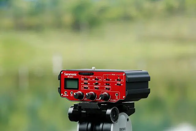 Alt view image 4 of 5 - Saramonic SR-AX107 2 Channel Transformer XLR Audio Adapter with Phantom Power & Monitor (Red/Black), AX-107