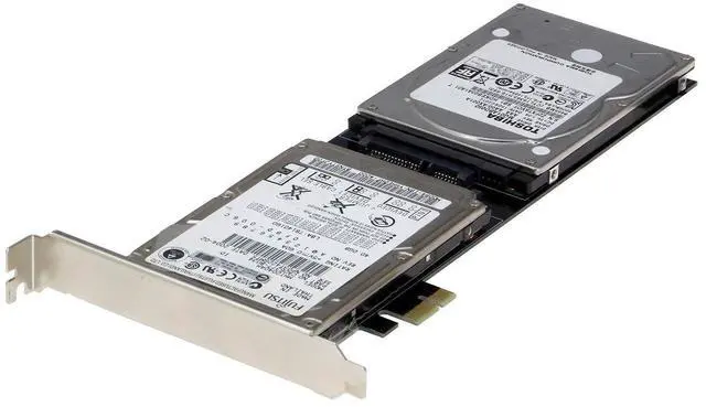 Alt view image 2 of 5 - Sedna PCI Express (PCIe) Dual 2.5 Inch SATA III (6G) SSD Adapter - Extended Single Side SSD Version (Built-in Power Circuit, No SATA Power Connector, Ideal for Mac)