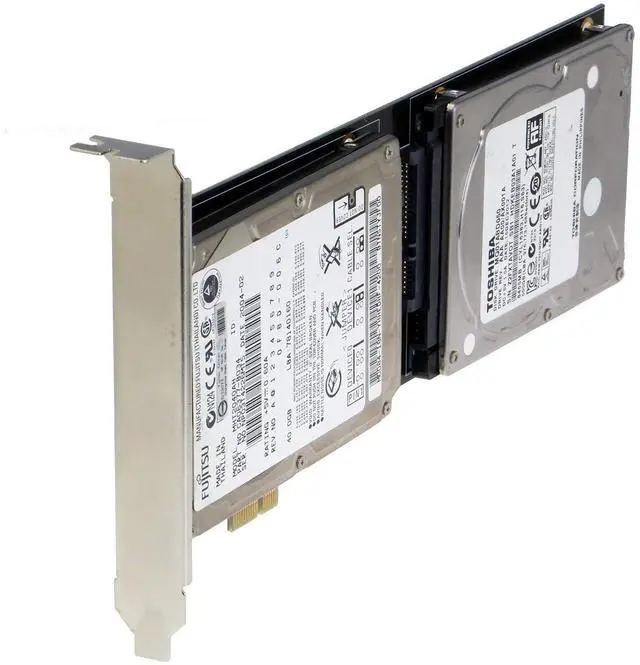 Alt view image 4 of 5 - Sedna PCI Express (PCIe) Dual 2.5 Inch SATA III (6G) SSD Adapter - Extended Single Side SSD Version (Built-in Power Circuit, No SATA Power Connector, Ideal for Mac)