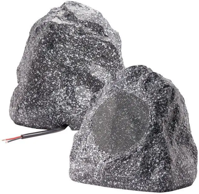 Main image of Theater Solutions 2R4G Outdoor Granite Rock 2 Speaker Set for Deck Pool Spa Patio Garden, 4.5-Inch, Granite Grey