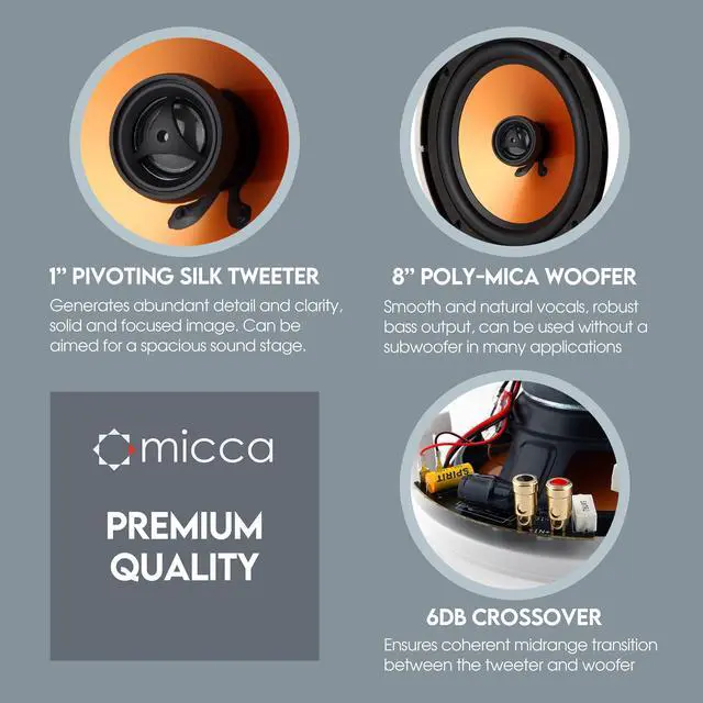 Alt view image 4 of 5 - Micca M-8C 2-Way in-Ceiling Round Speaker, 9.4" Cutout Diameter, Whole House Audio, Home Theater, Indoor or Covered Outdoor, 8" Woofer, 1" Tweeter, White, Paintable, Each