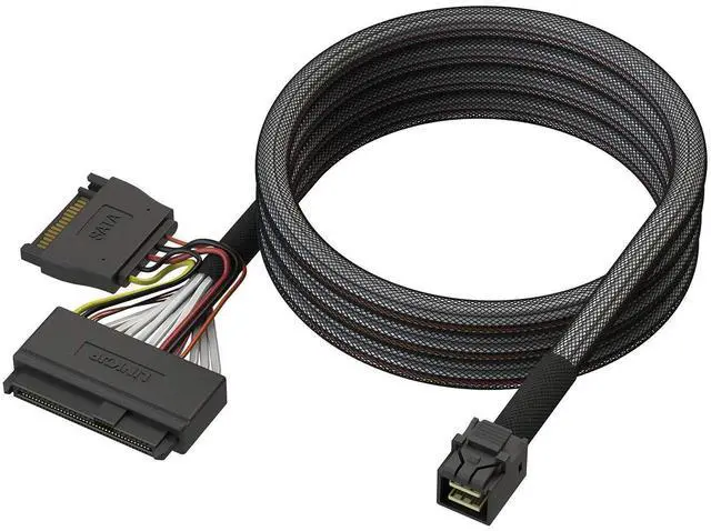 Alt view image 5 of 5 - LINKUP - Internal 16G U.2 Cable (85 85ohm PCIe Gen 4 Mini SAS HD to U.2/SFF-8643 to SFF-8639 Cable) with SATA Power - 1.2 Meters/4 feet