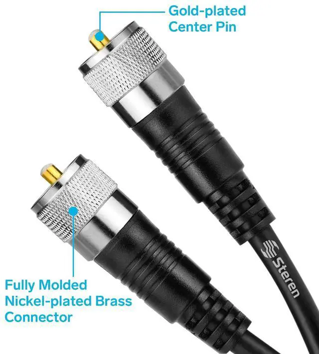 Alt view image 2 of 5 - STEREN RG8X Coaxial Cable 50 ft 2 Pack, CB Coax Cable with PL259 UHF Connectors, Male to Male Low Loss 50 Ohm for HAM Radio, LMR400, Antenna Analyzer