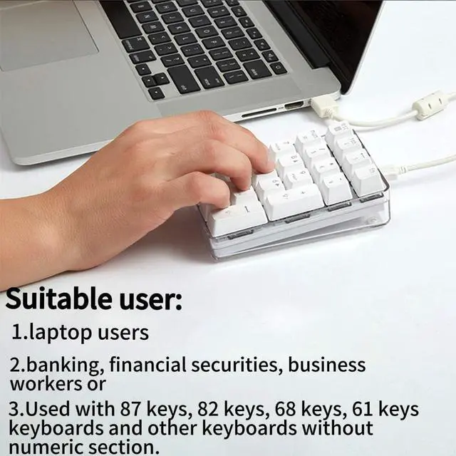 Alt view image 4 of 5 - Magicforce Mechanical Number Pad for Laptop 21-Key Wired Numeric Keypad with Blue LED Backlit USB Number Pad for Laptop Desktop Computer PC (Blue Switch)