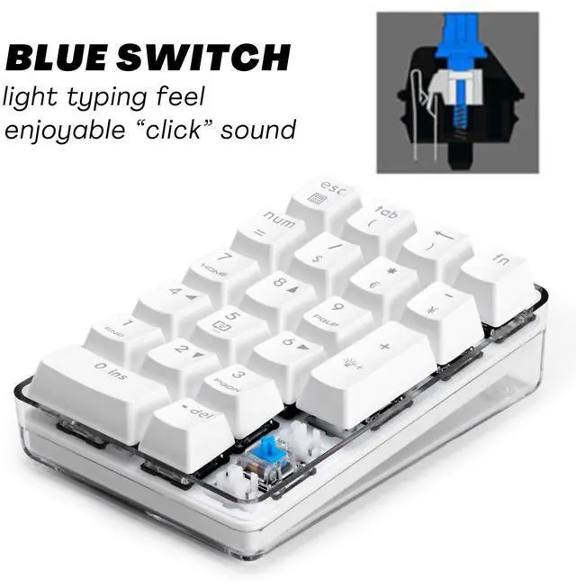 Alt view image 3 of 5 - Magicforce Mechanical Number Pad for Laptop 21-Key Wired Numeric Keypad with Blue LED Backlit USB Number Pad for Laptop Desktop Computer PC (Blue Switch)