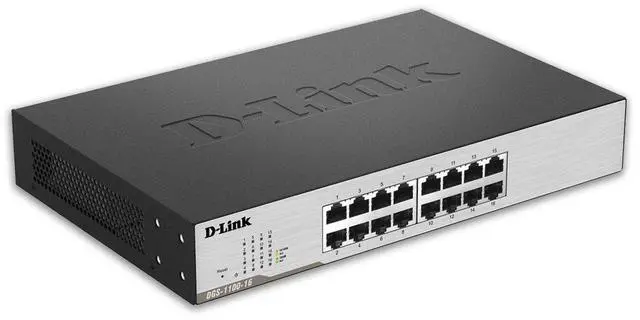 Main image of D-Link Fast Ethernet, 16 Port Easy Smart Managed Gigabit Network Internet Desktop (DGS-1100-16), Black