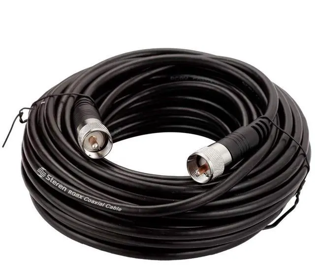 Main image of STEREN RG8X Coaxial Cable 75 ft, CB Coax Cable with PL259 UHF Connectors, Male to Male Low Loss 50 Ohm for HAM Radio, LMR400, Antenna Analyzer