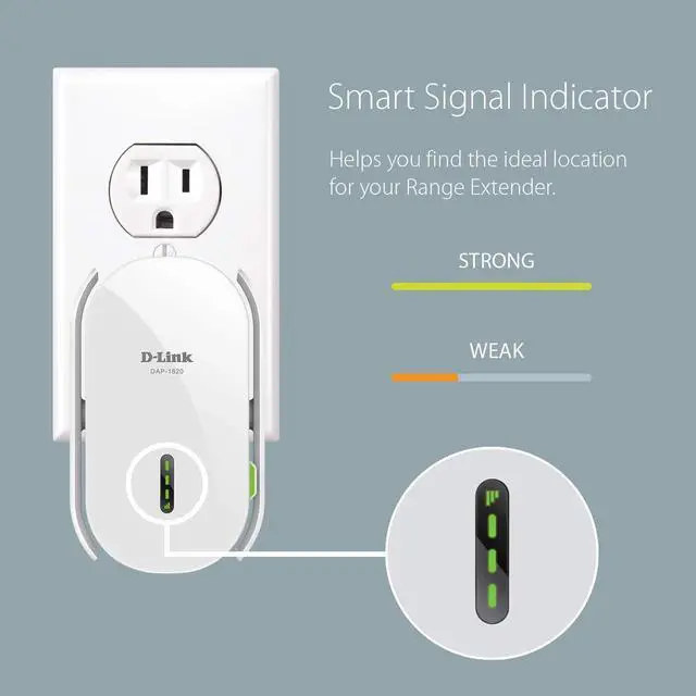 Alt view image 4 of 5 - D-Link WiFi Range Extender, AC2000 Mesh Plug In Wall Signal Booster, Cover up to 2600 sq.ft. Dual Band Wireless Repeater Access Point for Smart Home (DAP-1820-US)