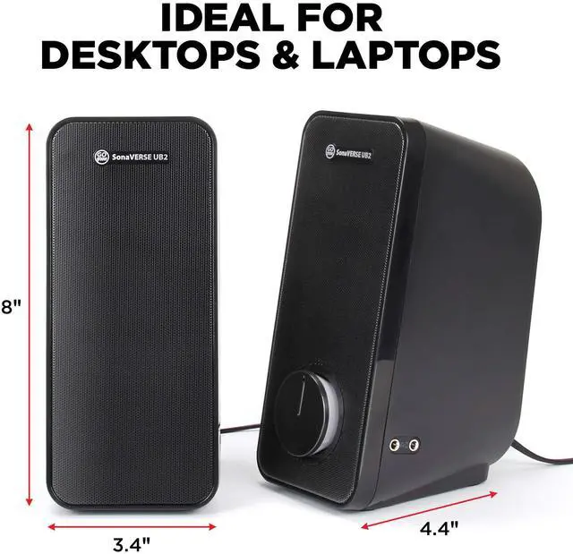 Alt view image 5 of 5 - GOgroove Computer Speakers for Desktop and Laptop - USB Speakers for Desktop Computer with Loud and Clear 2-Way Drivers for 32W of Power and Bass, Built-in Headphone & AUX Input Ports, LED Volume Knob
