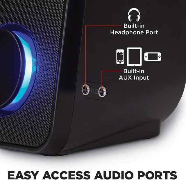 Alt view image 4 of 5 - GOgroove Computer Speakers for Desktop and Laptop - USB Speakers for Desktop Computer with Loud and Clear 2-Way Drivers for 32W of Power and Bass, Built-in Headphone & AUX Input Ports, LED Volume Knob