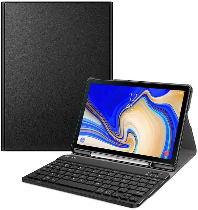 Main image of Fintie Keyboard Case for Samsung Galaxy Tab S4 10.5 2018 Model SM-T830/T835/T837, Slim Shell Lightweight Stand Cover with Detachable Wireless Bluetooth Keyboard, Black