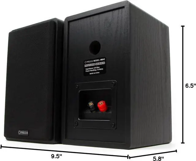 Alt view image 3 of 5 - Micca MB42 Bookshelf Speakers for Home Theater Surround Sound, Stereo, and Passive Near Field Monitor, 2-Way (Black, Pair)