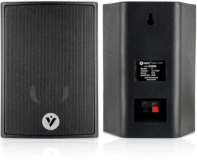 Alt view image 2 of 5 - VOYZ 2-Way Wall Mounted Speakers for Indoor and Outdoor Fun - High Performance 100-Watt Loudspeakers with 4" Polypropylene Cone Woofer for Sleek Sound - Ideal Wired Speakers for Outdoor & Home Theater