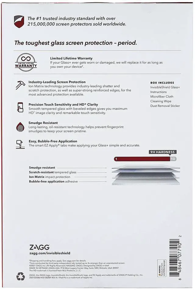 Alt view image 2 of 4 - ZAGG InvisibleShield Glass Plus - Tempered Glass Screen Protector Made For the Apple iPad Pro 12.9 Inch - Clear
