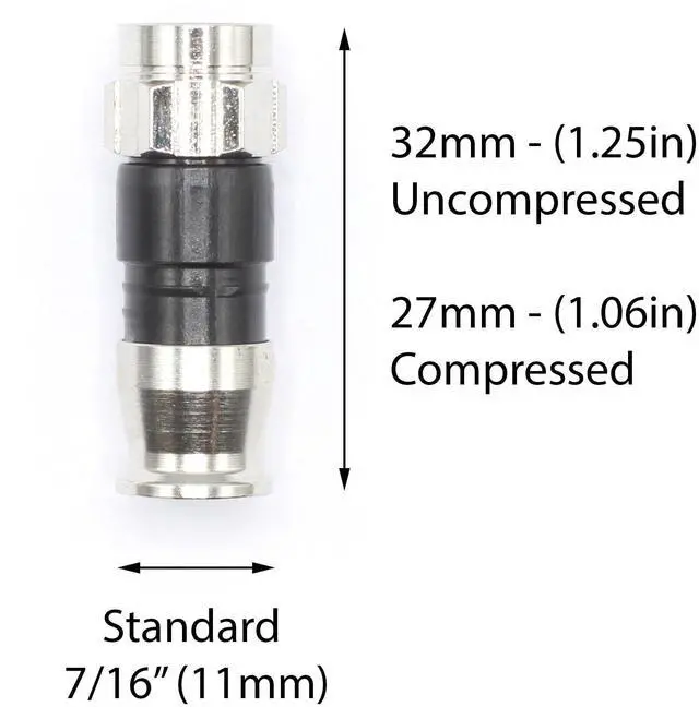 Alt view image 4 of 5 - THE CIMPLE CO Coaxial Cable Connectors, 50 PCS, RG59 Compression Fitting, Water Tight O Ring, Indoor/Outdoor, F81, F-Type, 75 Ohm, 3 GHz, Black