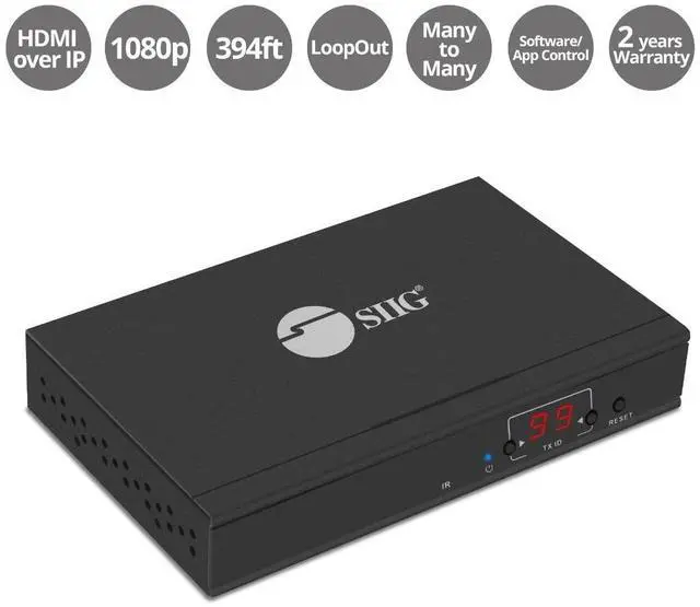 Alt view image 2 of 5 - SIIG Transmitter (TX) Box for HDMI IP Extender Over UTP CAT5e/6 - Supports HDbit-T with H.264 Over IP - Expandable up to 256 Units - Matrix Configurable - 18Mbps Network Bandwidth - 120 Meter