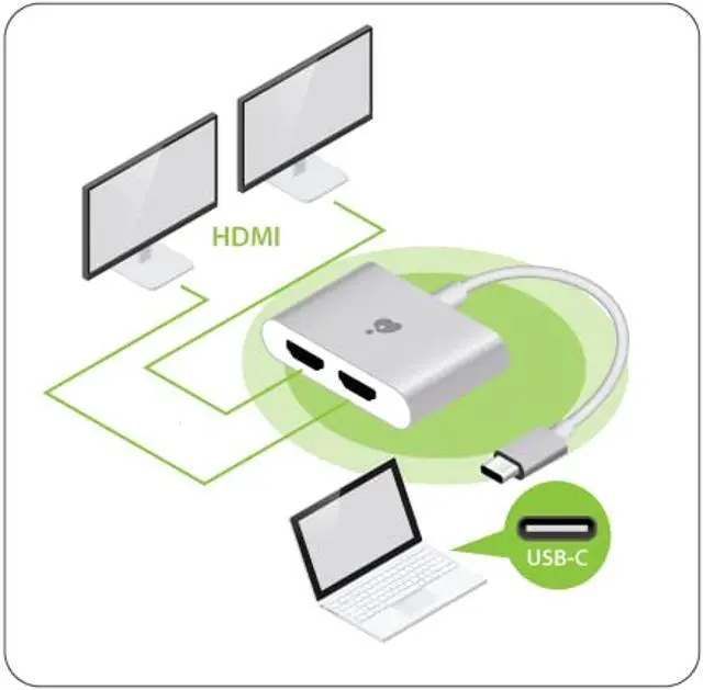 Alt view image 5 of 5 - IOGEAR USB-C to 4K Dual HDMI Adapter, GUC3CHD22