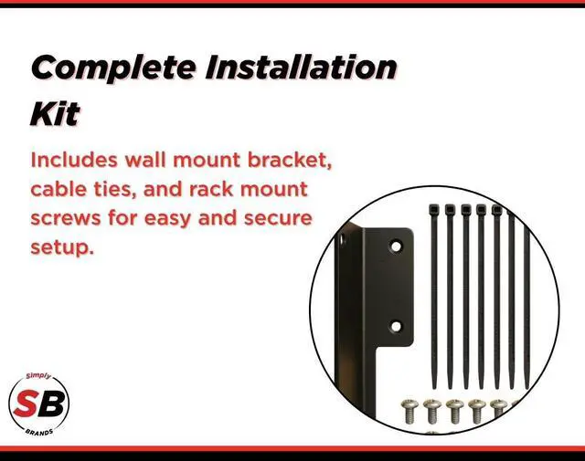 Alt view image 5 of 5 - Simply45 24-Port Loaded UTP Cat5e Patch Panel - 1RU, 110 Style, Includes Cable Management Bracket, Cable Ties and Rack Screws - S45-2524