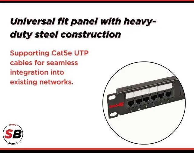 Alt view image 4 of 5 - Simply45 24-Port Loaded UTP Cat5e Patch Panel - 1RU, 110 Style, Includes Cable Management Bracket, Cable Ties and Rack Screws - S45-2524