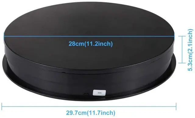 Alt view image 2 of 5 - PULUZ 360 Degree Photography Turntable Rotating Display Stand, 11.2in(28cm) Diameter 360 Degree Turntable Display Stand for Photography Video Shooting Props Jewelry, Max Load 44Lb (Black)
