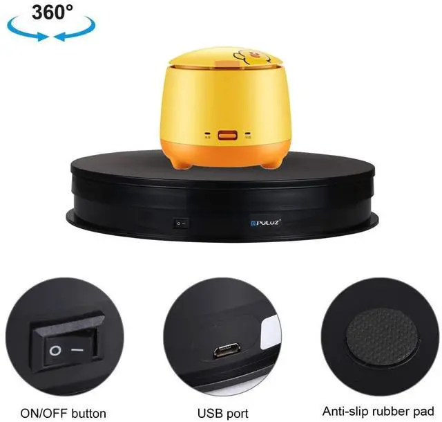 Alt view image 3 of 5 - PULUZ 360 Degree Photography Turntable Rotating Display Stand, 11.2in(28cm) Diameter 360 Degree Turntable Display Stand for Photography Video Shooting Props Jewelry, Max Load 44Lb (Black)