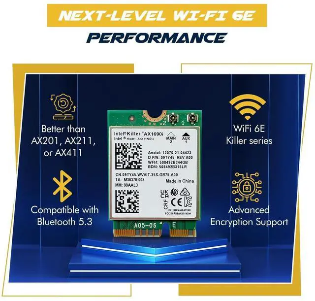 Alt view image 4 of 5 - Killer Series for Intel AX1690i WiFi 6E Gaming Adapter Upgrade | CNVio2 M.2 WiFi Card | High-Speed 3.0 Gbps WiFi for PC | Bluetooth 5.3 Support | Supports Intel 12th+ Gen CPUs