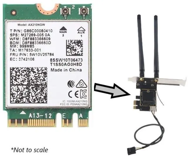 Alt view image 2 of 5 - AX210 Desktop Wi-Fi Kit | 2.4 Gbps | Bluetooth 5.3 Support | PCIe x4 | Wi-Fi 6E Tri Band 2.4/5/6 GHz No vPro AX210NGW